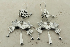 Flower with love birds drop earrings - Makers & Providers