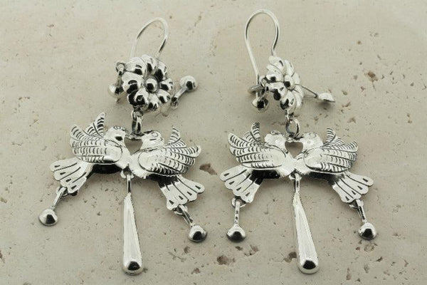 Flower with love birds drop earrings - Makers & Providers