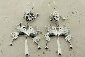 Flower with love birds drop earrings - Makers & Providers