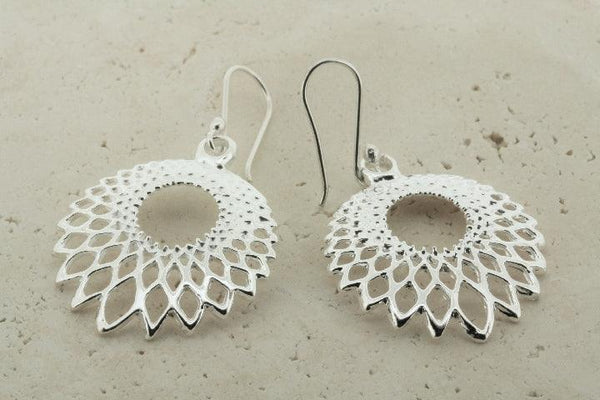circle feathered drop earring - Makers & Providers