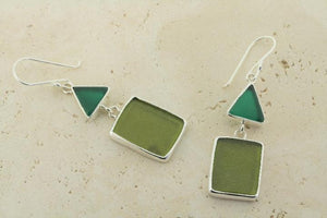 double green seaglass earring - Makers & Providers