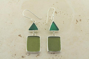 double green seaglass earring - Makers & Providers