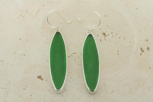 green spear seaglass earring