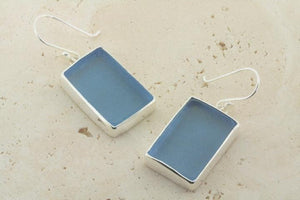 blue rec seaglass earring - Makers & Providers