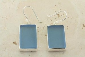 blue rec seaglass earring - Makers & Providers