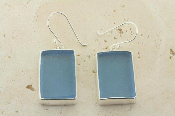 blue rec seaglass earring - Makers & Providers