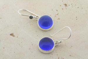 blue circle seaglass earring - Makers & Providers