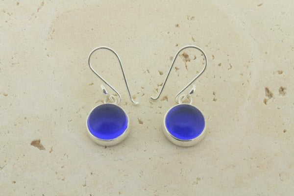 blue circle seaglass earring - Makers & Providers