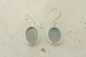 grey oval seaglass earring - Makers & Providers