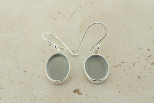 grey oval seaglass earring