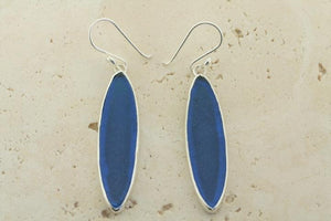 denim spear seaglass earring - Makers & Providers