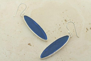 denim spear seaglass earring - Makers & Providers