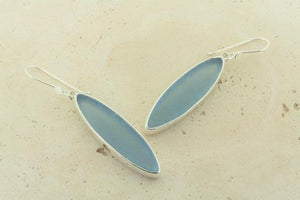 light blue spear seaglass earring - Makers & Providers