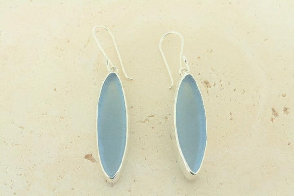 light blue spear seaglass earring - Makers & Providers