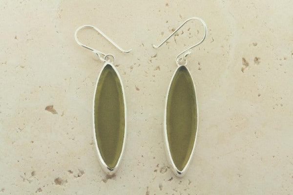 olive spear seaglass earring