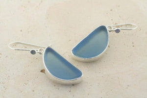 blue moon seaglass earring - Makers & Providers
