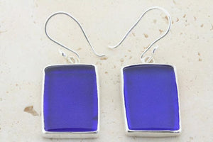 cobalt rec seaglass earrings - Makers & Providers