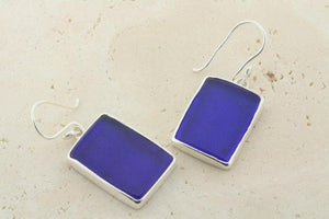 cobalt rec seaglass earrings - Makers & Providers