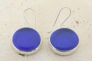 large circle seaglass earring - blue - Makers & Providers