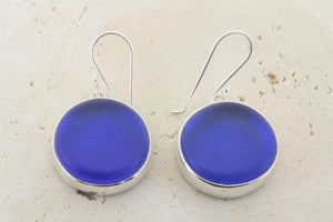 large circle seaglass earring - blue - Makers & Providers