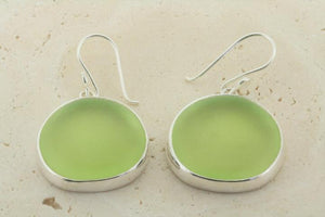large circle seaglass earring - lime - Makers & Providers