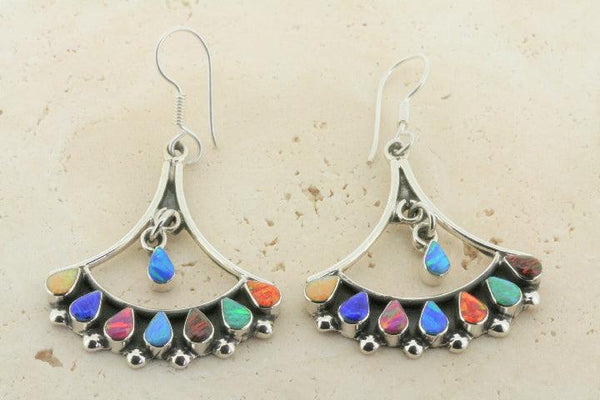 Chandelier earring with opal - shield