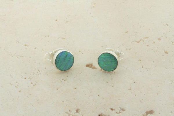 opal stud - circle - green lime - Makers & Providers