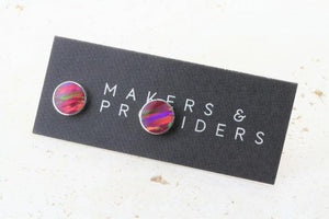 opal stud - circle - rose - Makers & Providers