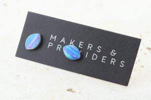 opal stud - seed - blue rose - Makers & Providers