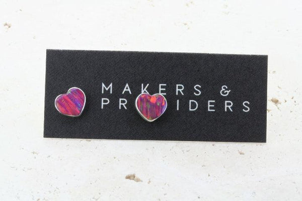 opal stud - heart - rose - Makers & Providers