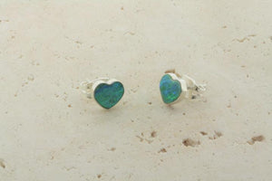 opal stud - heart - green lime - Makers & Providers