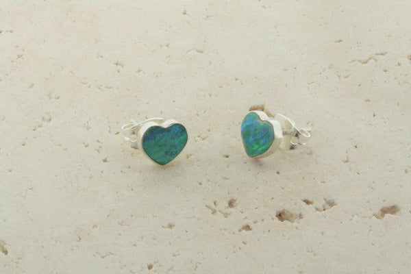 opal stud - heart - green lime - Makers & Providers