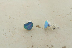 opal stud - heart - blue rose - Makers & Providers