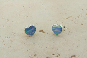 opal stud - heart - blue rose - Makers & Providers