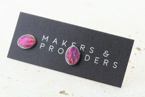 opal stud - oval - rose - Makers & Providers