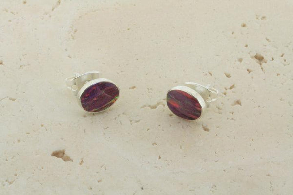 opal stud - oval - rose - Makers & Providers