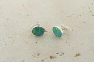 opal stud - oval - green lime - Makers & Providers