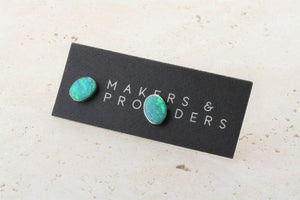 opal stud - oval - green lime - Makers & Providers