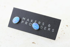 opal stud - oval - blue rose - Makers & Providers