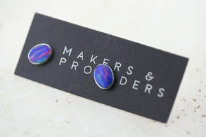 opal stud - oval - grape - Makers & Providers