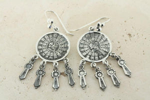 Aztec calendar chandelier earrings - Makers & Providers