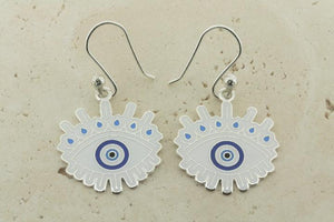 White & blue enamel protective eye drop earring - Makers & Providers