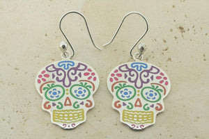 Multi colour enamel day of the dead drop earring - Makers & Providers