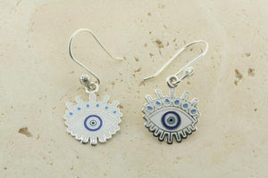 White & blue enamel eye drop earring - small - Makers & Providers