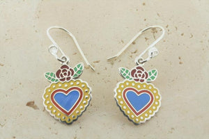 flying heart drop earring - yellow, red, blue - Makers & Providers