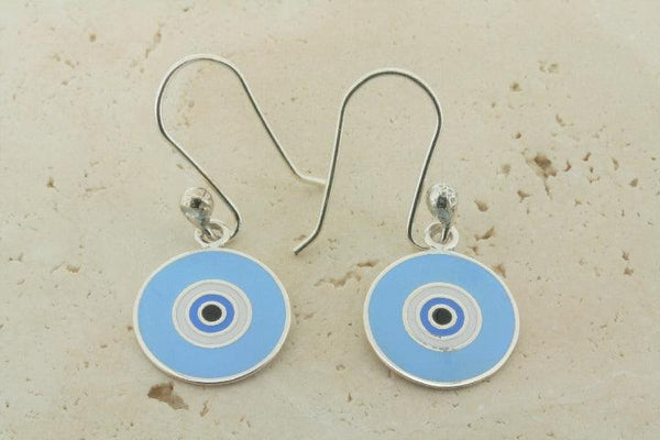circle eye drop earring - blue