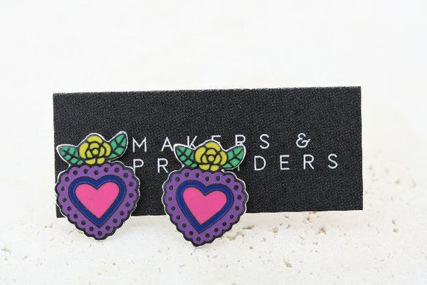 multi colour enamel flying heart stud - Makers & Providers