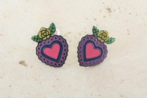 multi colour enamel flying heart stud - Makers & Providers