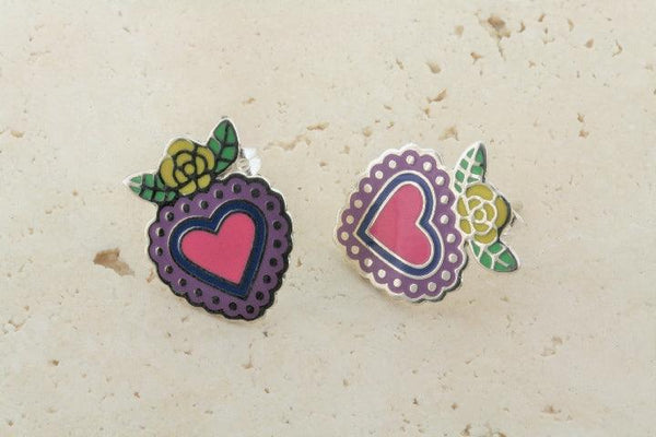 multi colour enamel flying heart stud - Makers & Providers