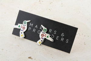 multi colour enamel hummingbird stud - Makers & Providers